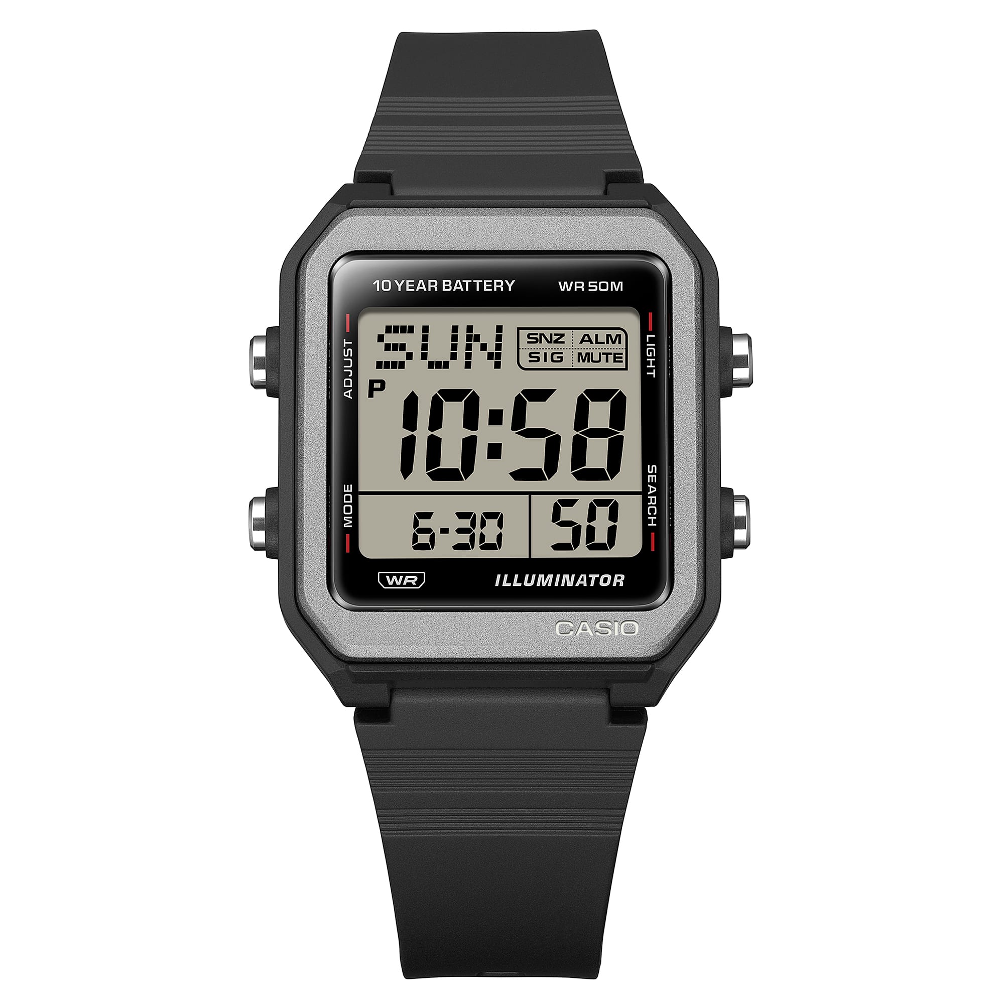 W-221H-1AV Reloj Casio Digital unisex correa de silicona - Resina Negro