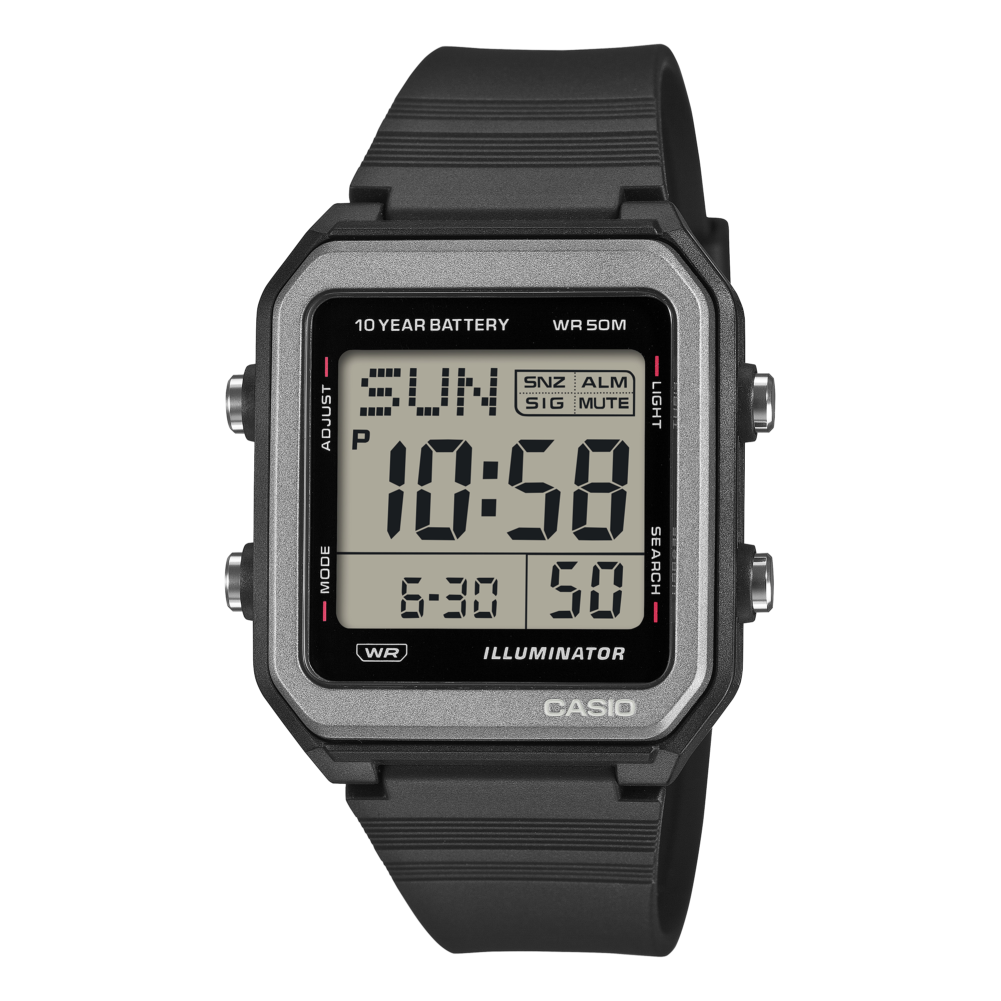 W-221H-1AV Reloj Casio Digital unisex correa de silicona - Resina Negro