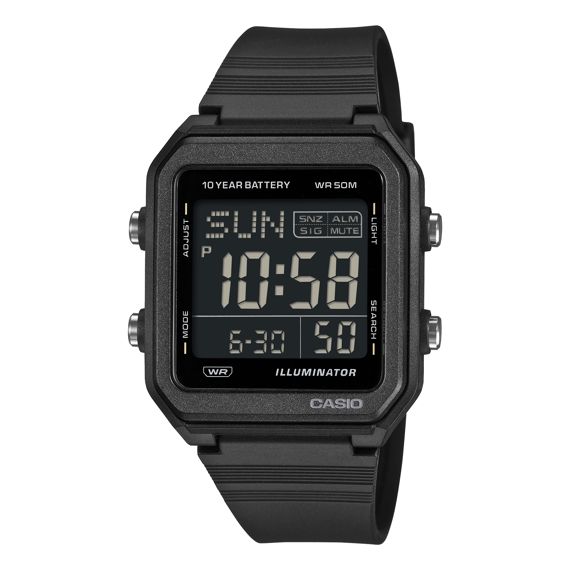 W-221H-1BV Reloj Casio digital de unisex correa de silicona - Resina Negro