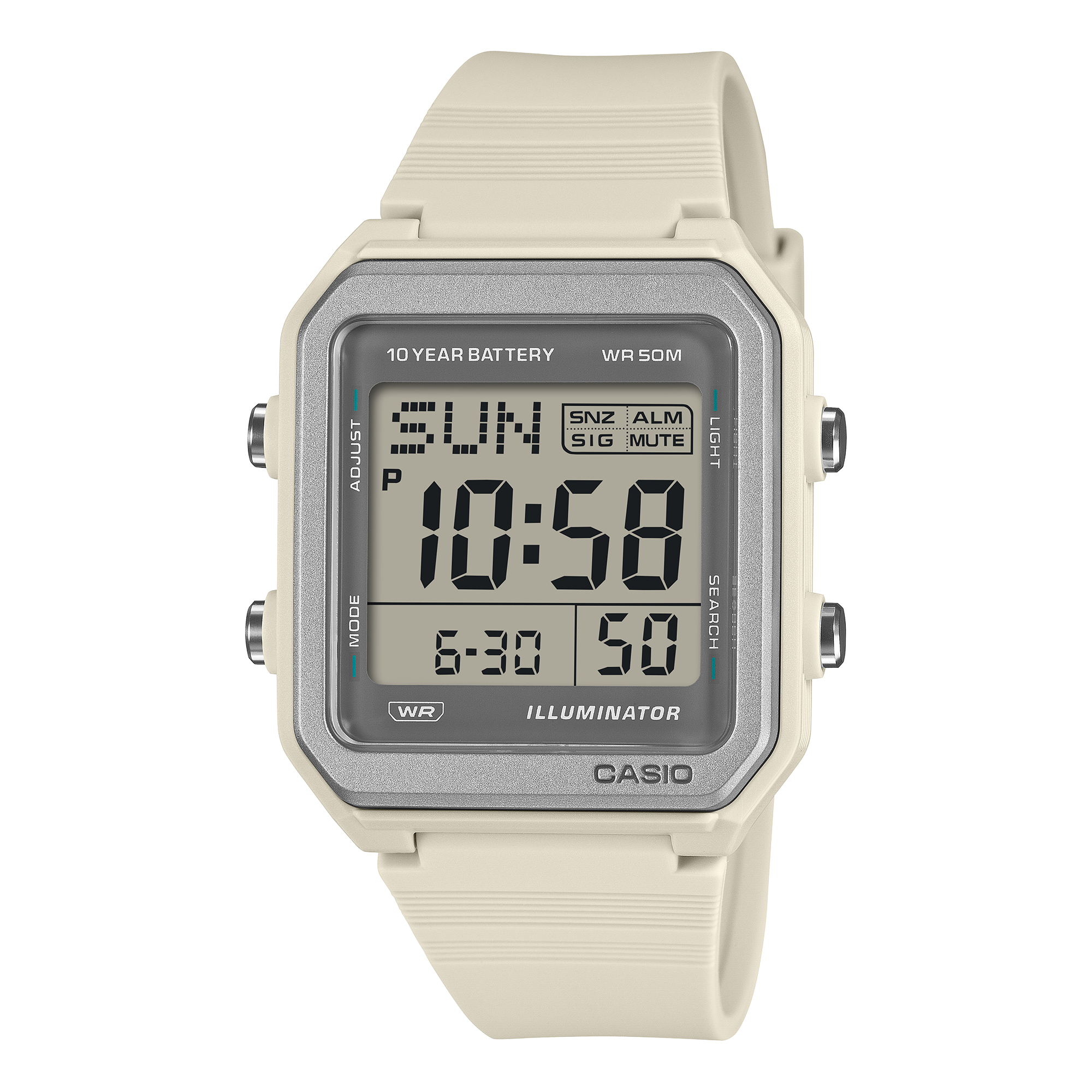 W-221H-8AV Reloj Casio digital unisex correa de silicona - Resina Blanco