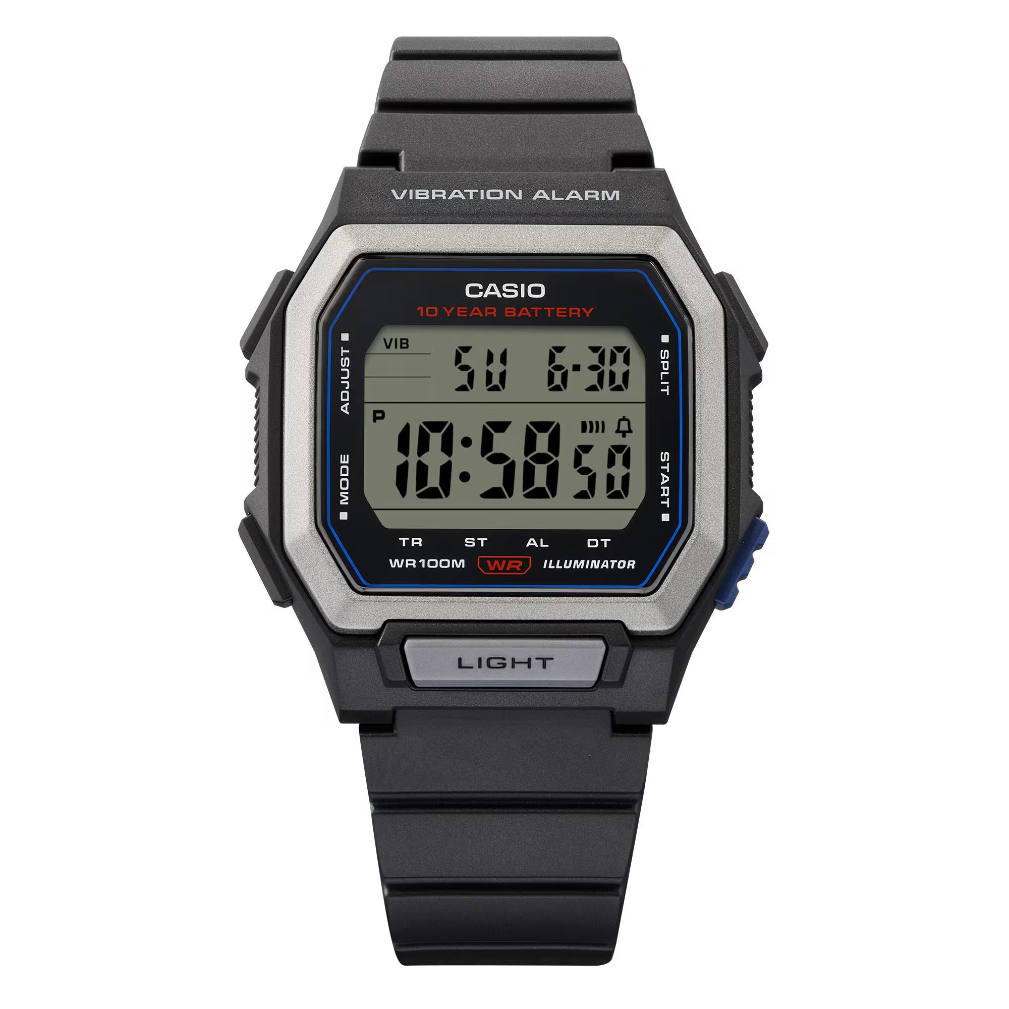 W-738H-1AV Reloj Casio digital de hombre correa de caucho - Resina Negro