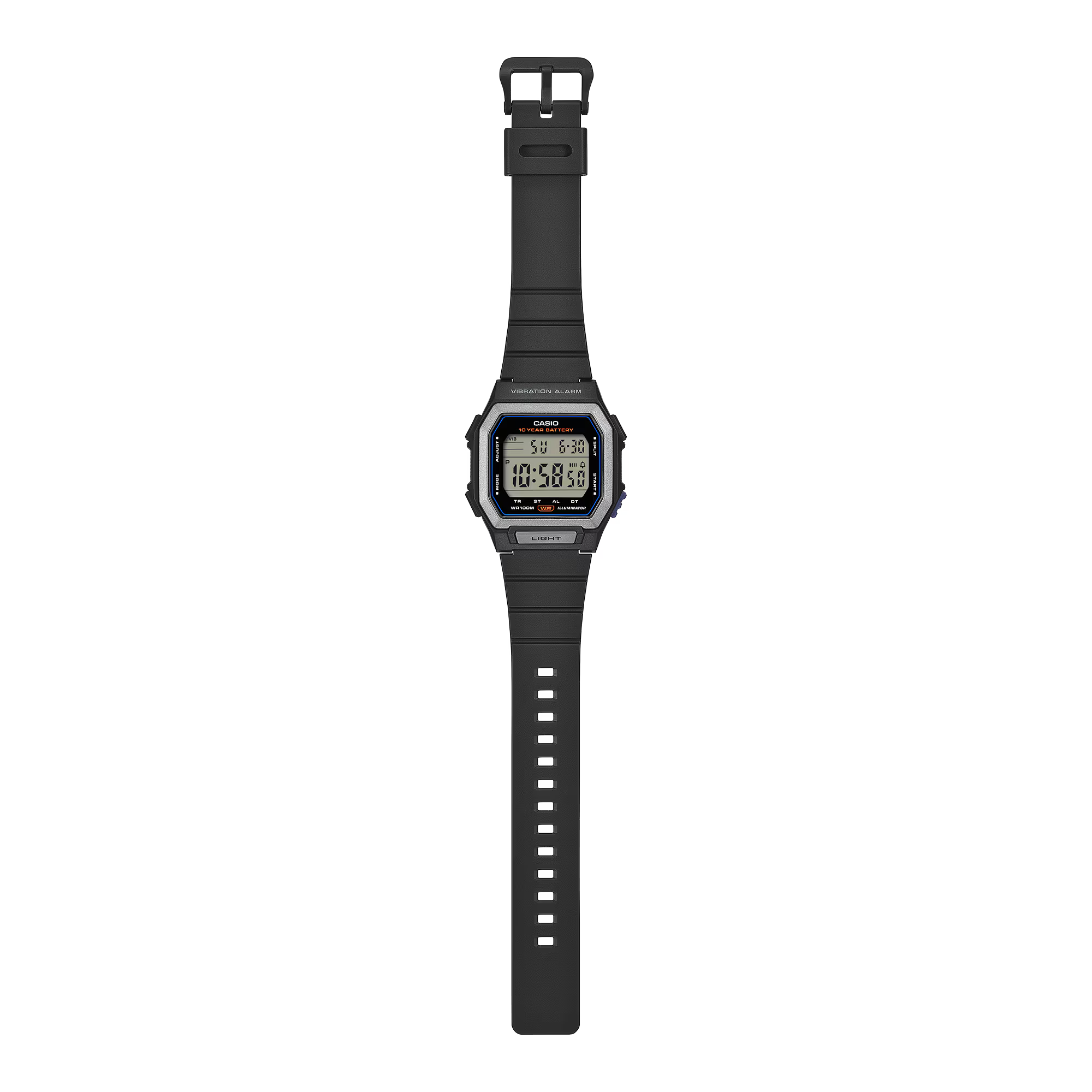 W-738H-1AV Reloj Casio digital de hombre correa de caucho - Resina Negro