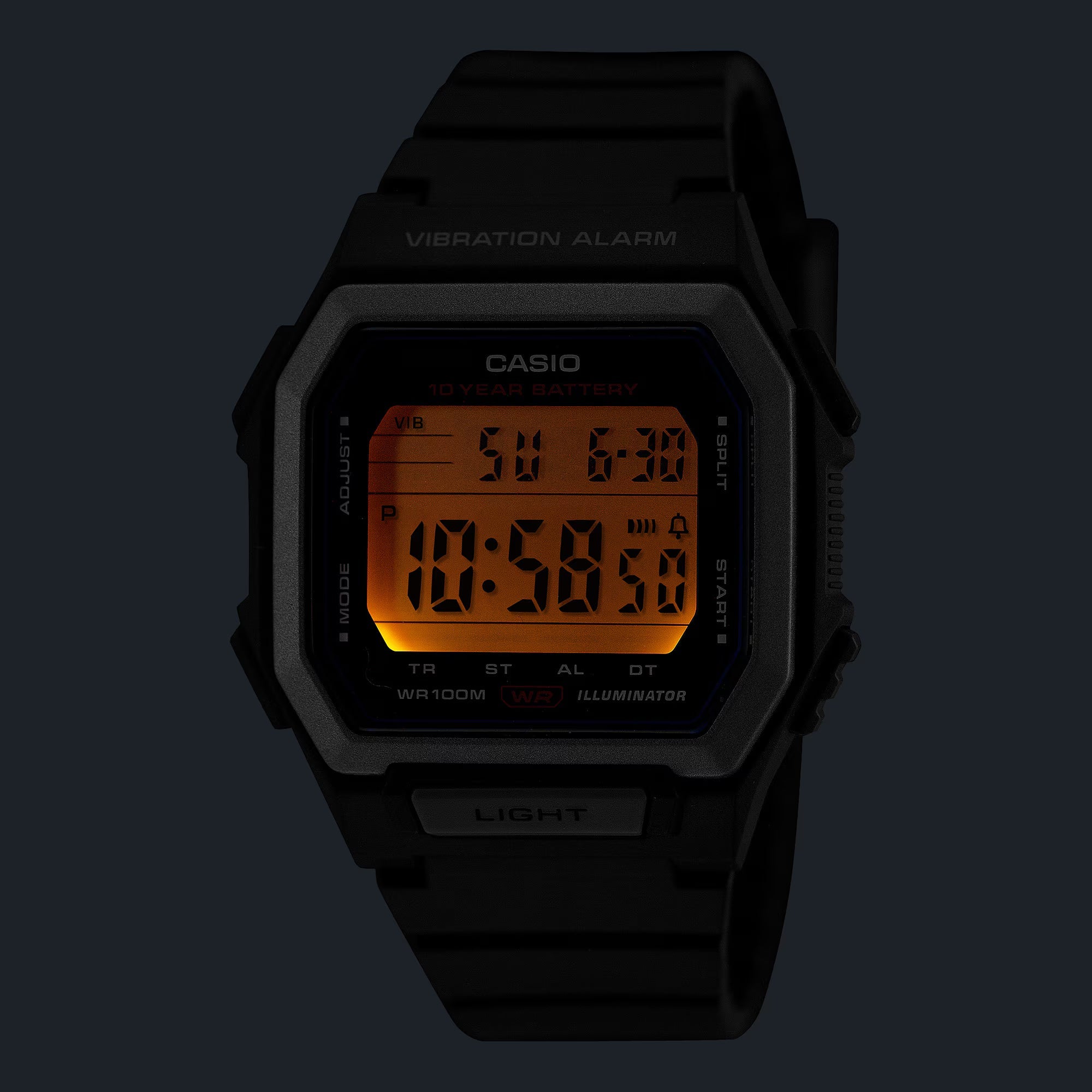 W-738H-1AV Reloj Casio digital de hombre correa de caucho - Resina Negro