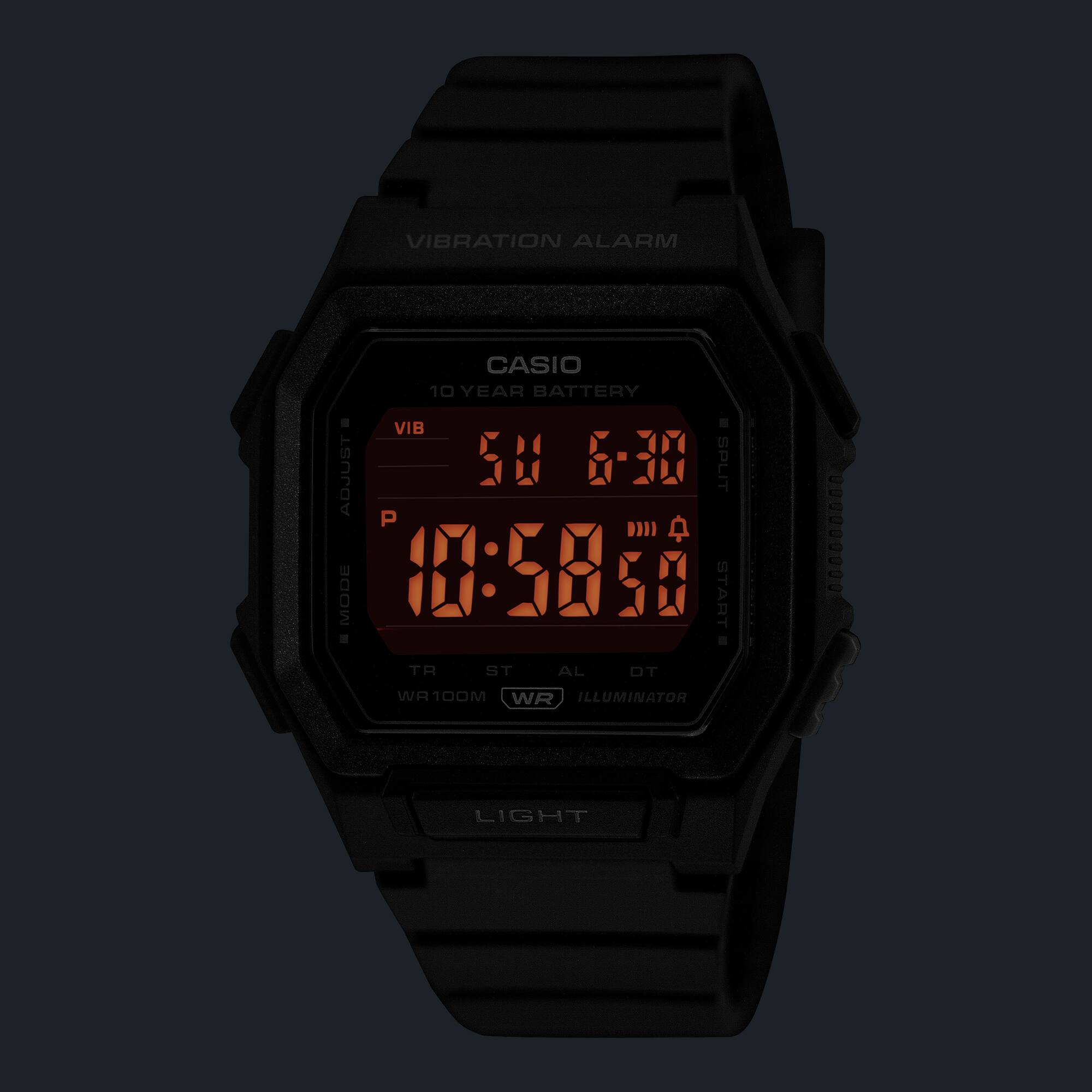 W-738H-1BV Reloj Casio de hombre correa de silicona - Resina Negro