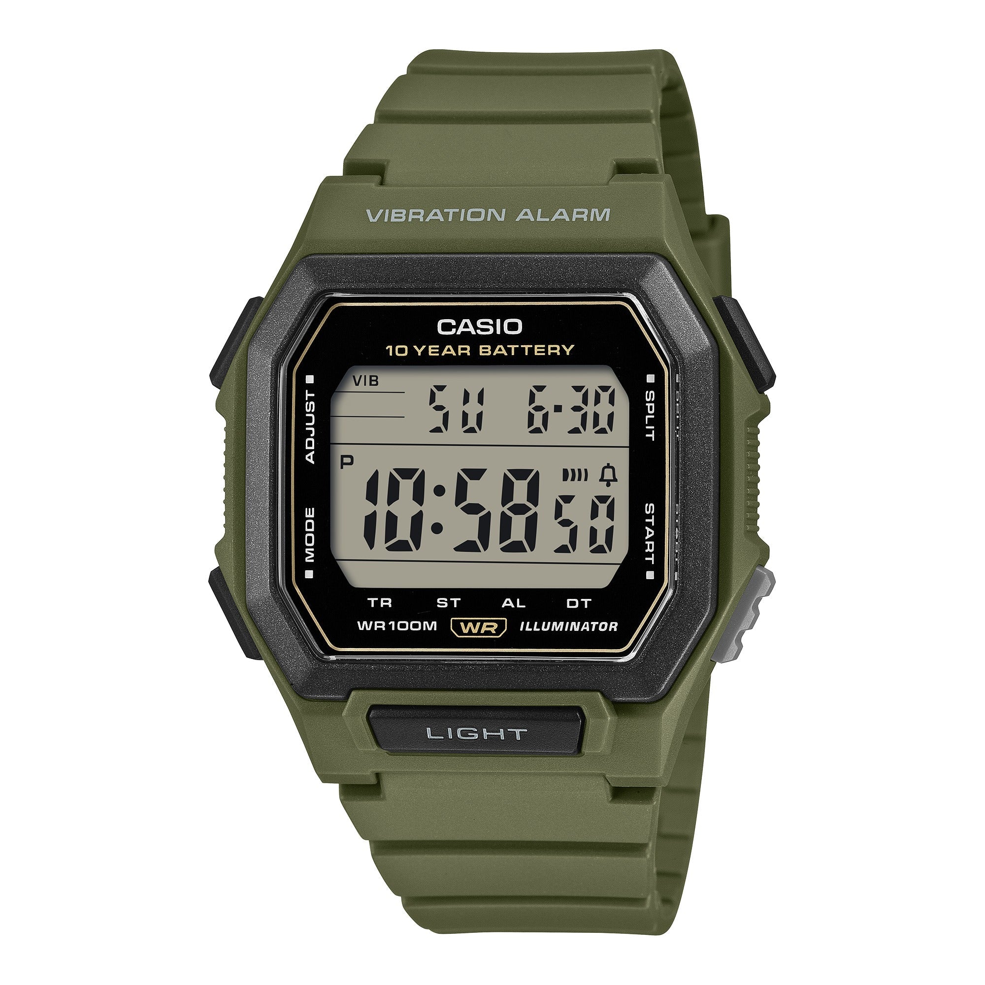 W-738H-3AV Reloj Casio de hombre correa de resina digital - Resina Verde