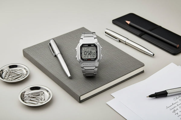 W-800HD Reloj Casio Digital Hombre Correa Acero Plateado