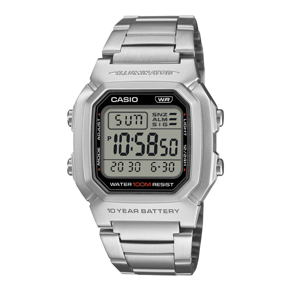 W-800HD Reloj Casio Digital Hombre Correa Acero Plateado
