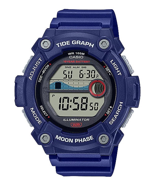 WS-1300H Reloj Casio Tide Graph Hombre Resina Azul