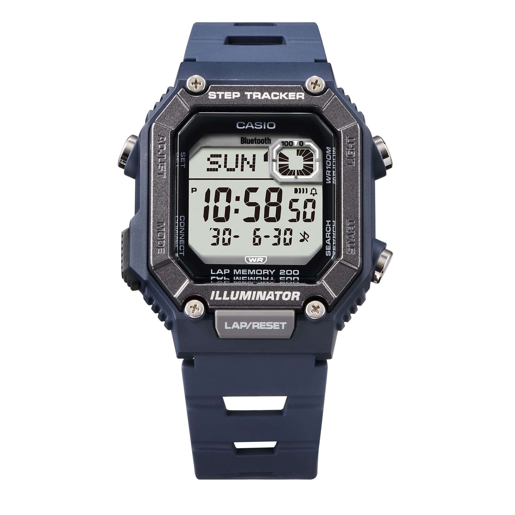 WS-B1000-2AV Reloj Casio Digital para Caballero con Correa de Caucho con Bluetooth