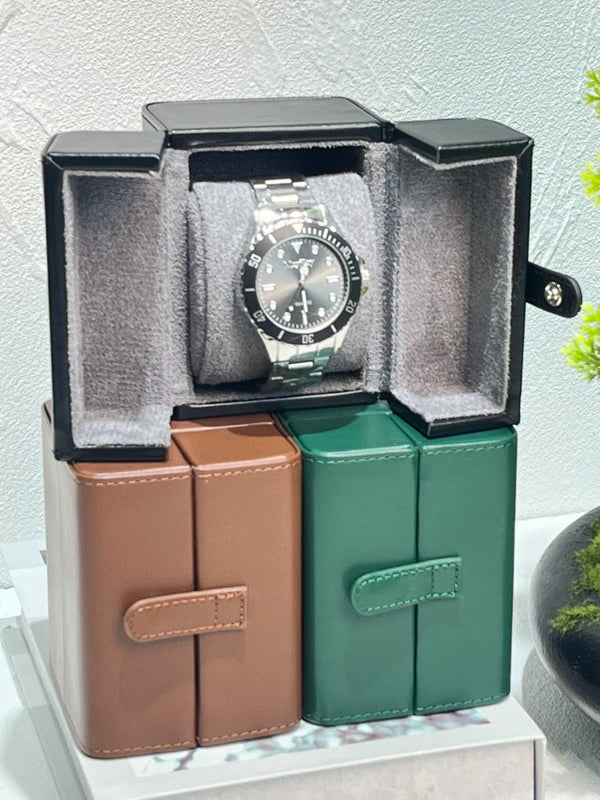 SL-006 Caja de reloj de viaje - Funda de reloj individual - piel vegano