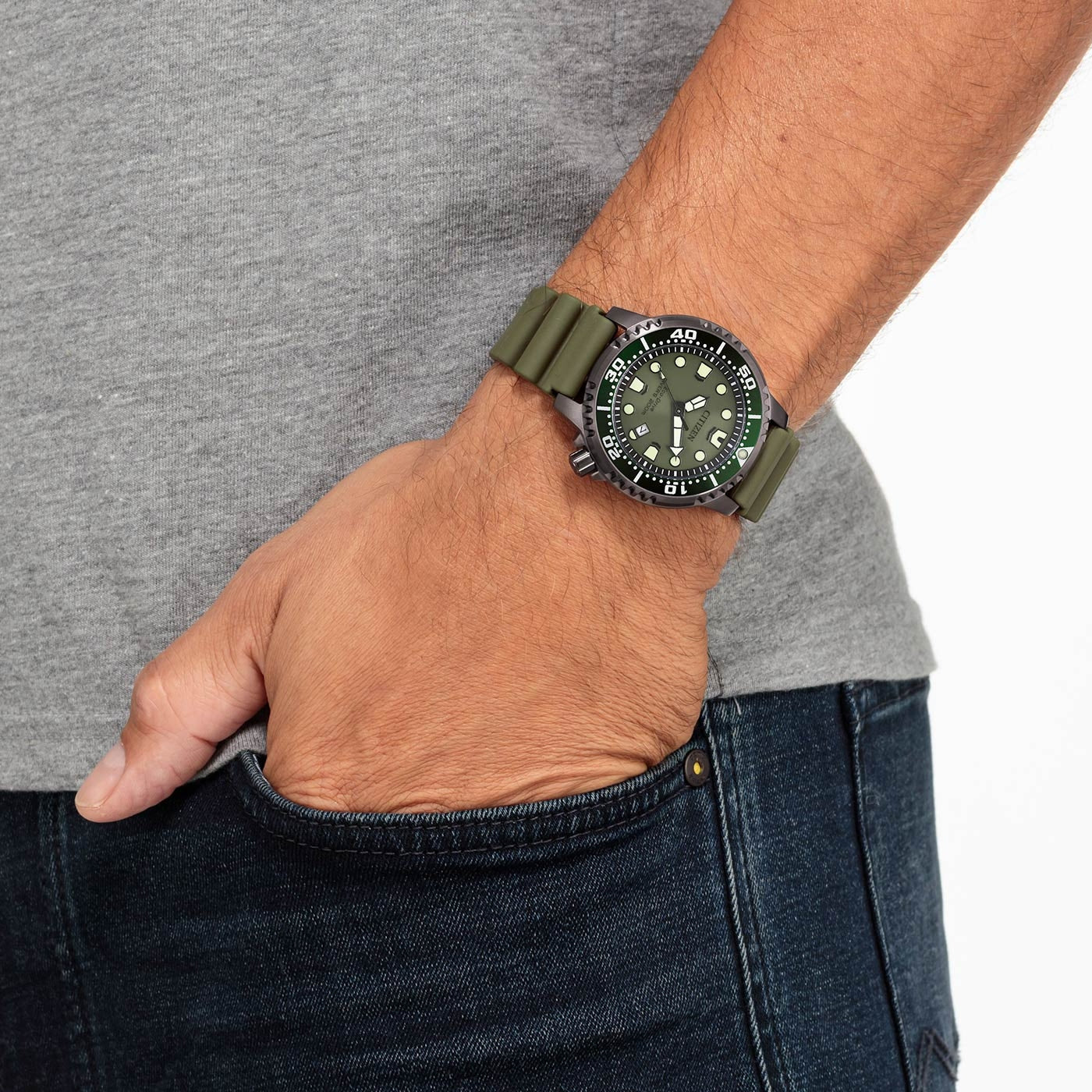 bn0157-11x Reloj Citizen Eco-drive de hombre pulsera de caucho 44 mm - Vista trasera