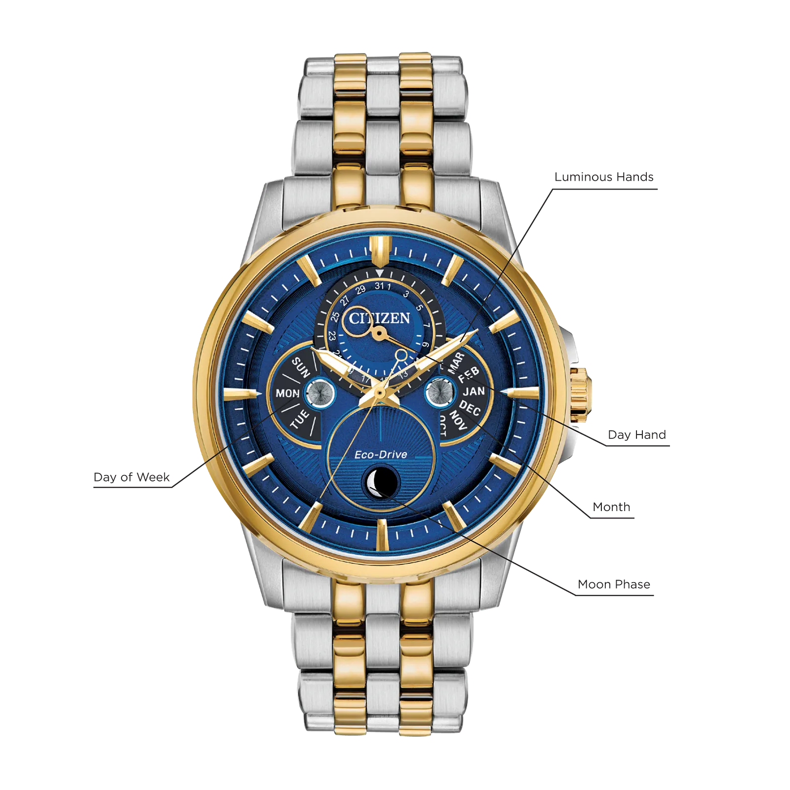bu0054-52l Reloj Citizen Eco-drive de caballero pulsera de metal 44 mm - Vista lateral