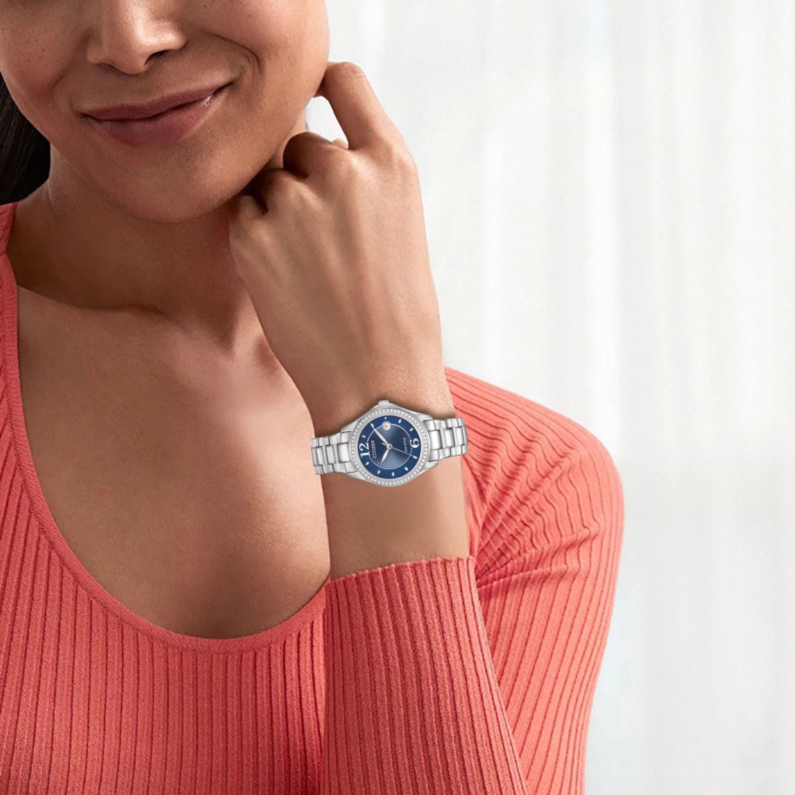 86L Reloj Citizen Silhouette Cristales Eco-drive incrustados de dama pulsera de metal 30 mm - Detalle de esfera