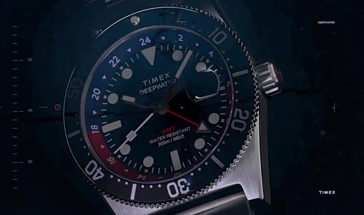 TW2W95200 Reloj Timex Deepwater de hombre correa de metal · video oficial (timex.com)