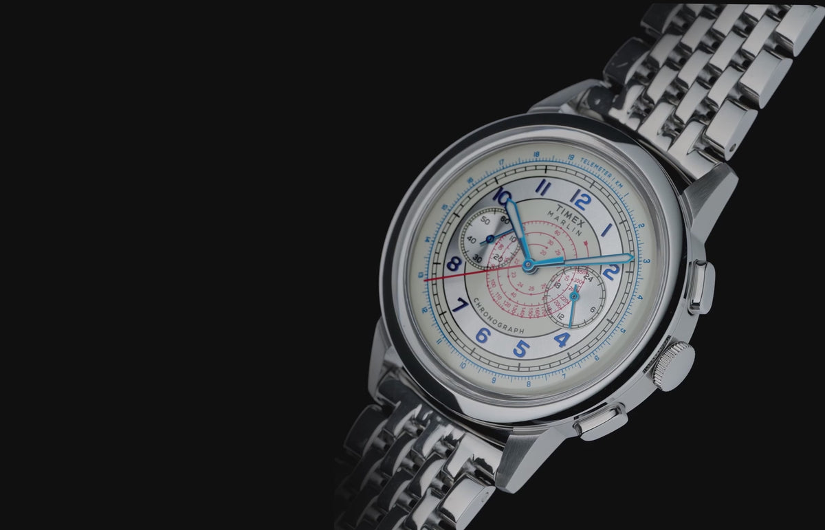 TW3A00300 Reloj Timex Marlin Neo de hombre correa de metal plateado · video oficial (timex.com)