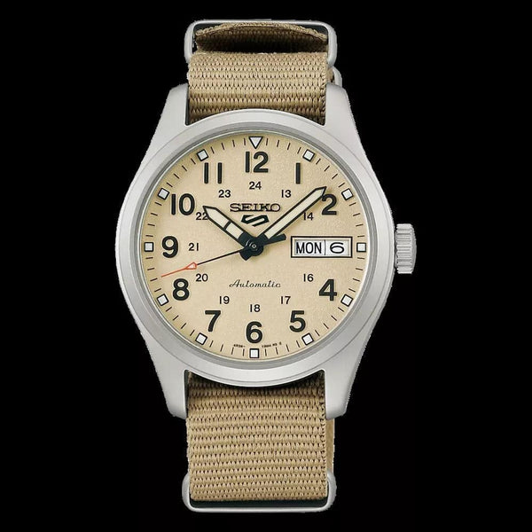 SRPJ83K1 Reloj Seiko 5 Sports 5 Hombre Correa Tela Caqui