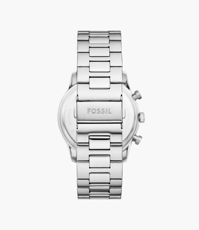 Parte trasera del Reloj Fossil BQ2853 mostrando la correa de acero inoxidable y el cierre desplegable