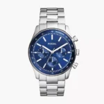 Reloj Fossil Multifunción BQ2853 para Hombre - vista frontal de la carátula azul y diseño de cronógrafo