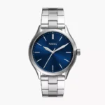 "Reloj Fossil Fenmore BQ2860 para Hombre con carátula azul y correa de acero inoxidable plateado"